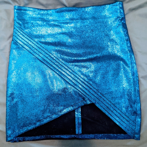 R+A - Metallic blue miniskirt - Picture 2 of 4